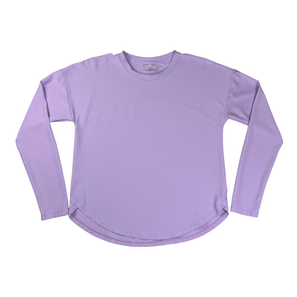 CALIA Womens Purple Ribbed‎ Long Sleeve Activewear Top XS